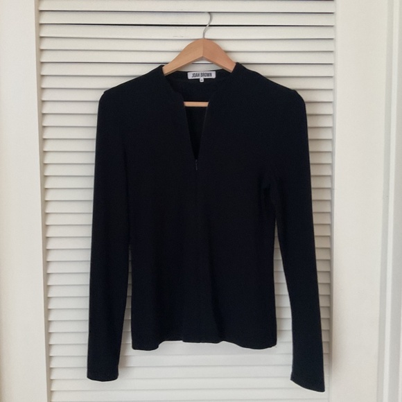 Joah Brown Invisible Half Zip Black Flexrib Top M/L - Picture 3 of 5